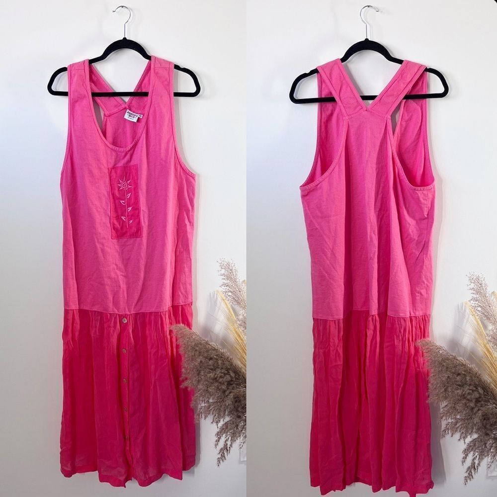 Vintage 90’s Johnny was art to wear pink embroidered maxi dress